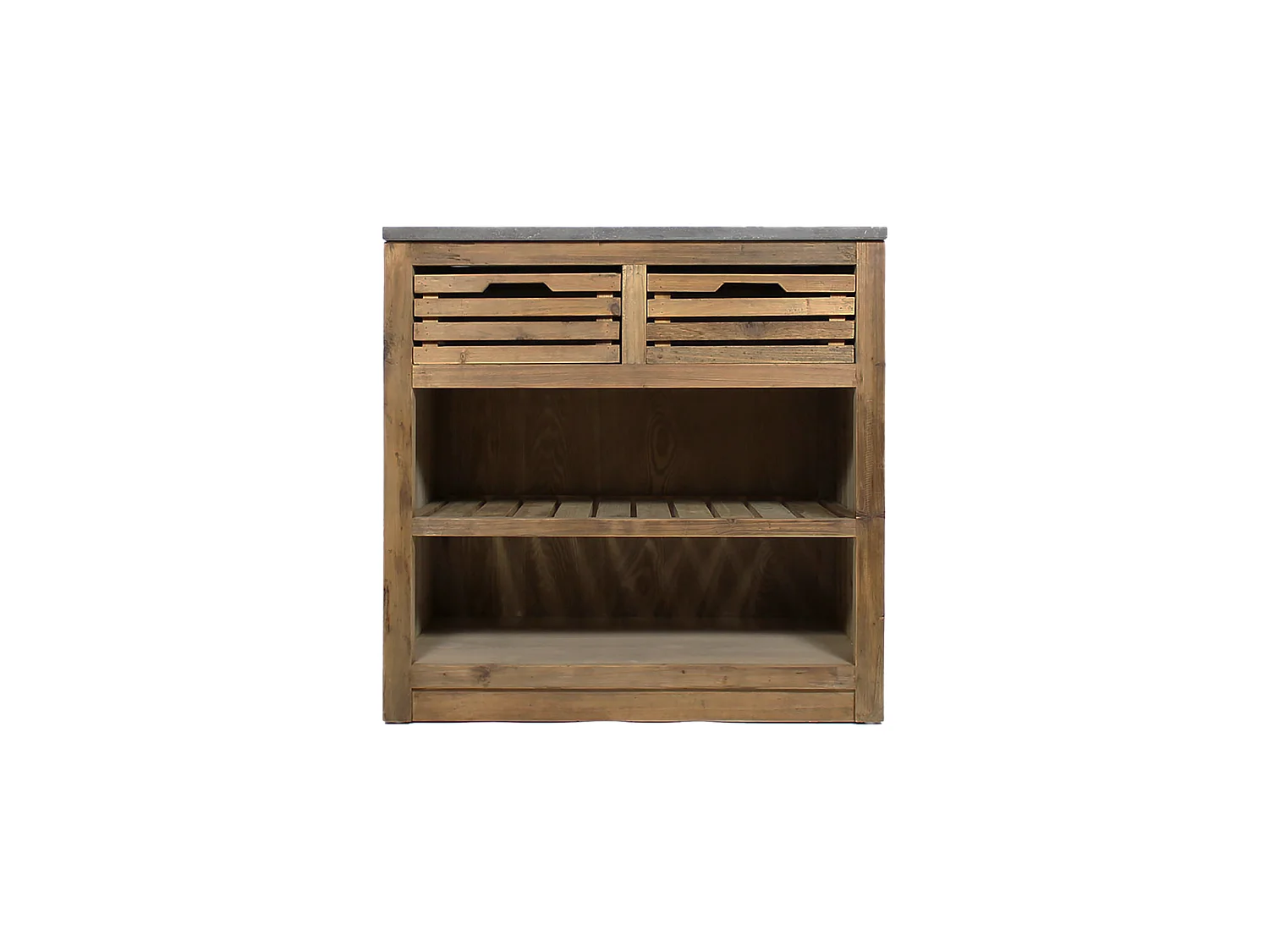 Meuble bas de cuisine 2 tiroirs + 1 étagère Champêtre
