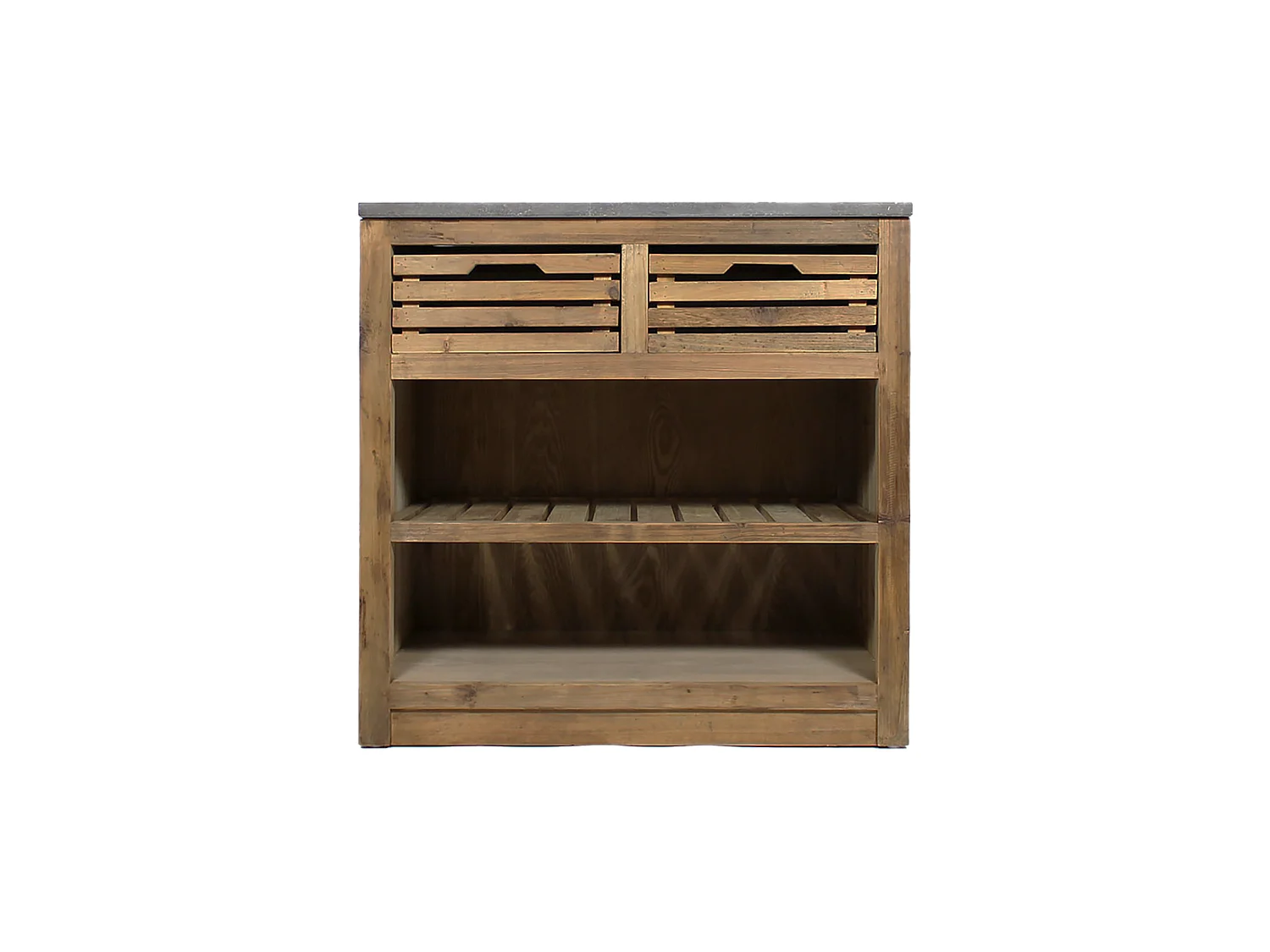 Meuble bas de cuisine 2 tiroirs + 1 étagère Champêtre