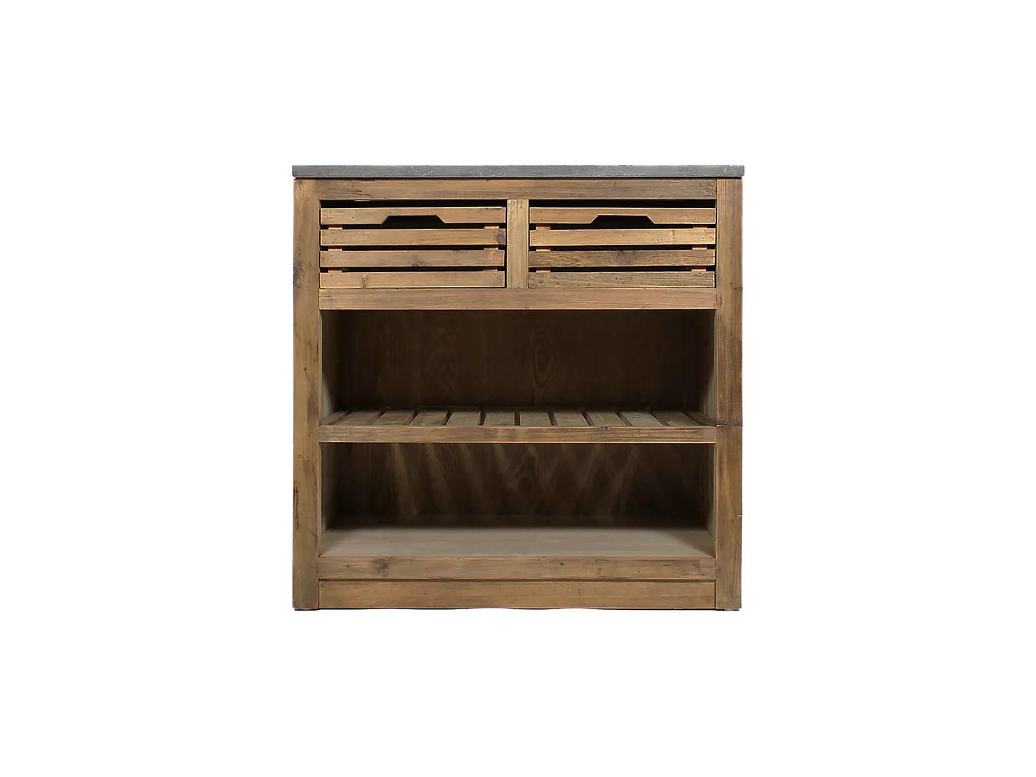 Meuble bas de cuisine 2 tiroirs + 1 étagère Champêtre