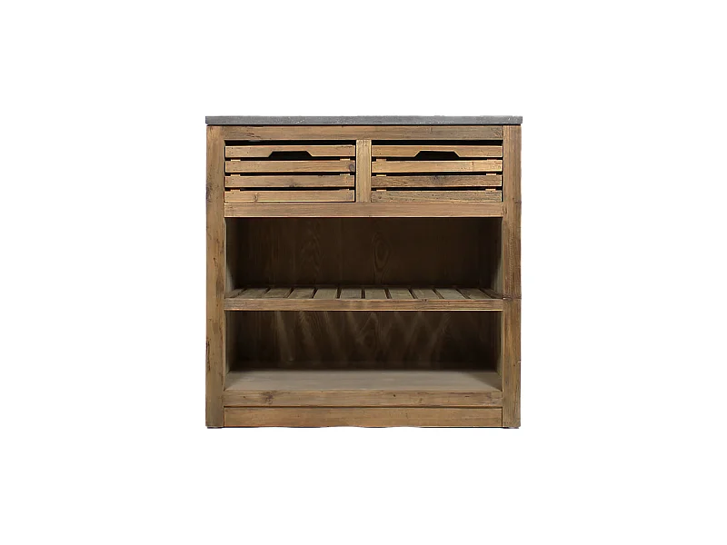 Meuble bas de cuisine 2 tiroirs + 1 étagère Champêtre