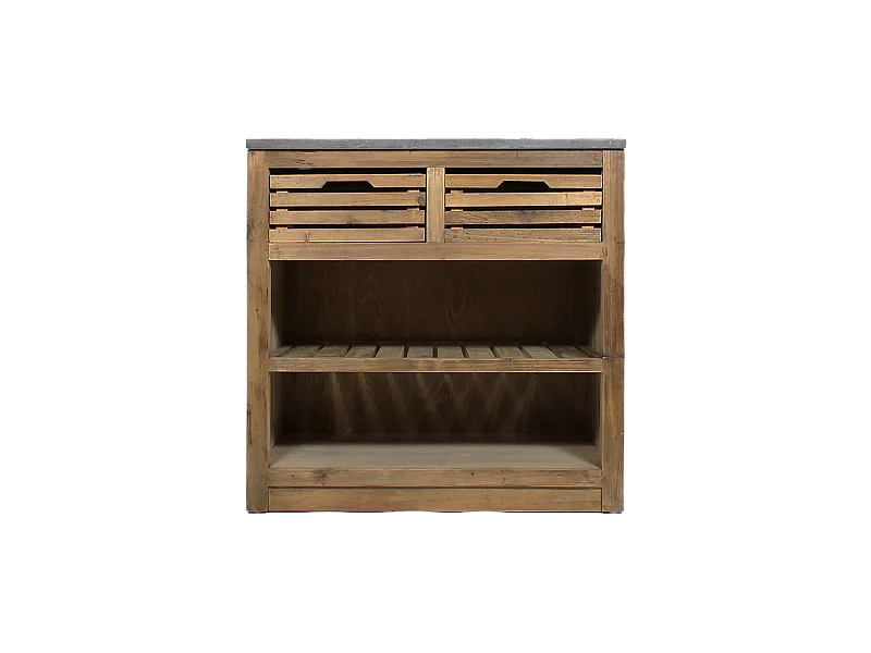 Meuble bas de cuisine 2 tiroirs + 1 étagère Champêtre