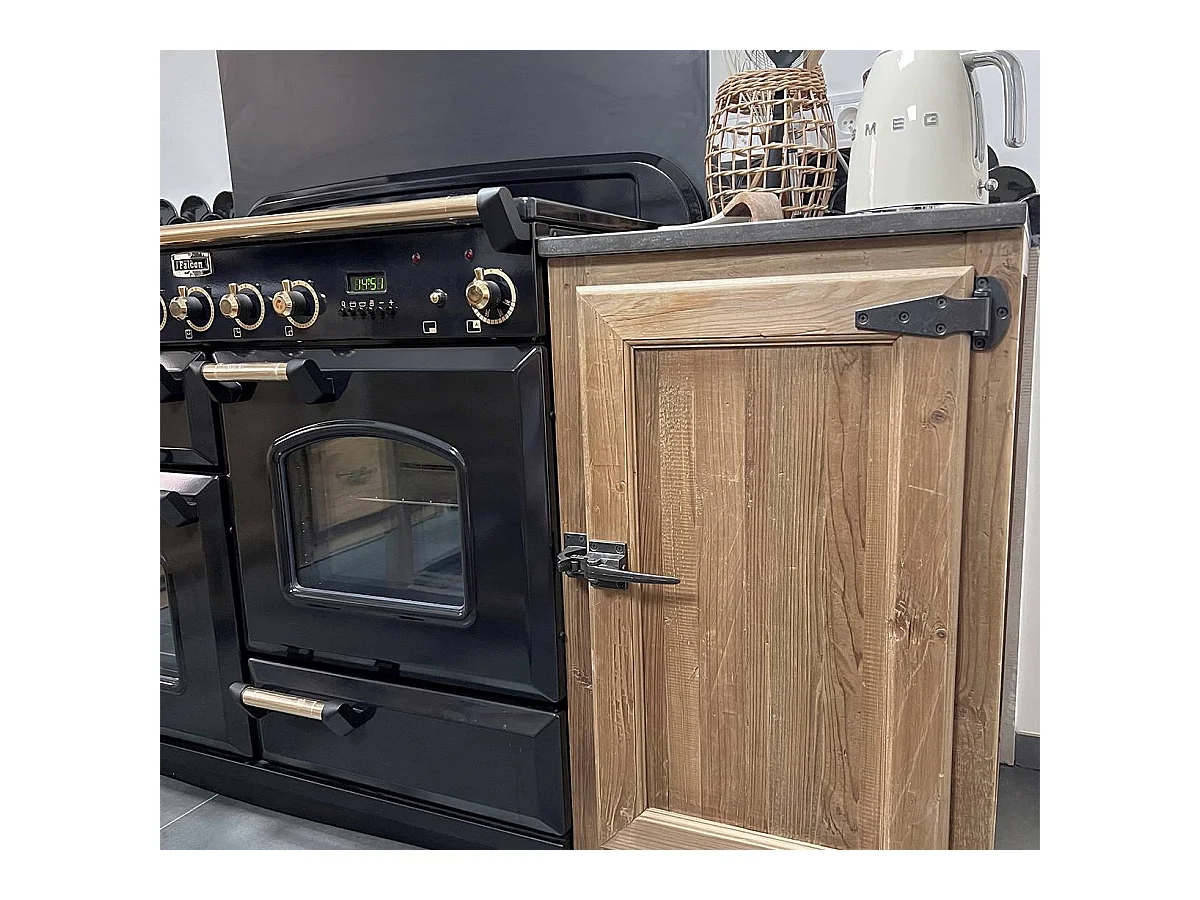 Meuble bas de cuisine 1 porte poignées frigo Champêtre