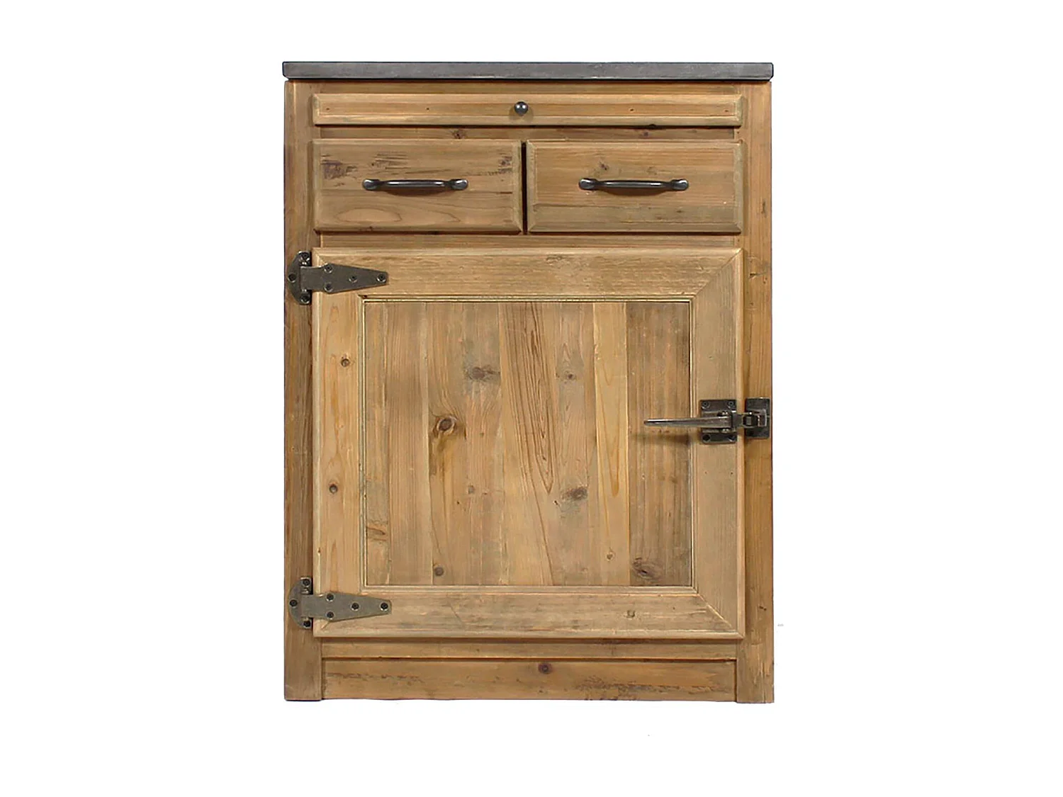 Mueble bajo de cocina de madera reciclada con 2 cajones y 1 puerta - Estilo campestre