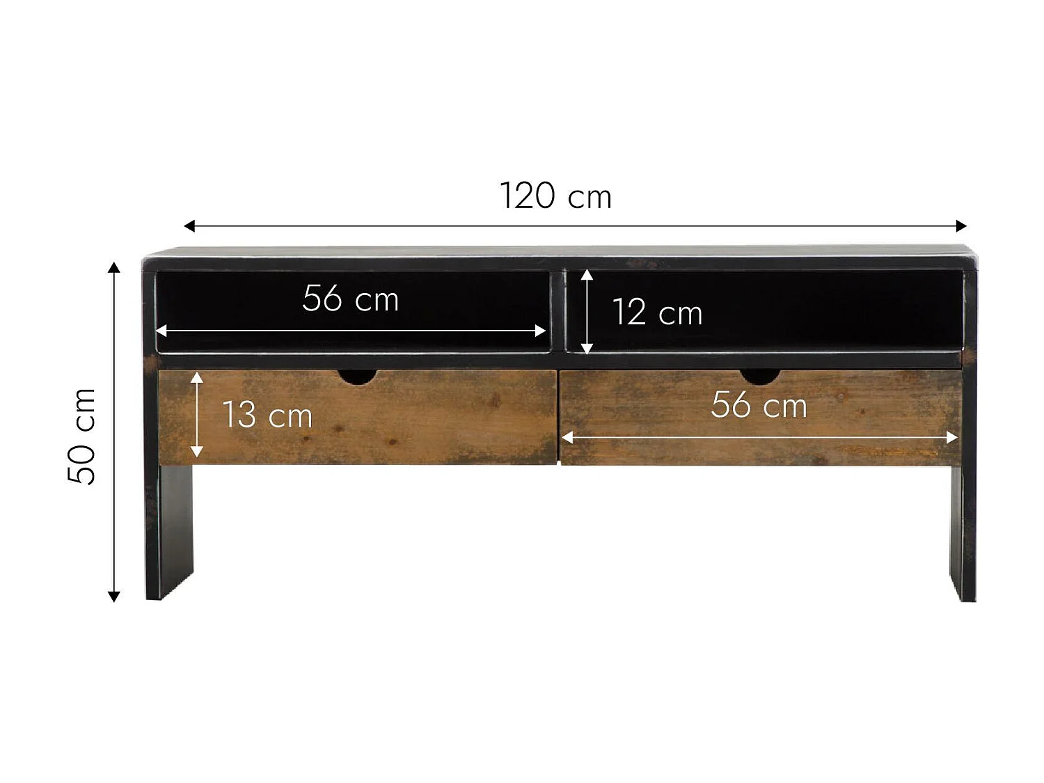 Petit meuble TV en bois massif Hollywood