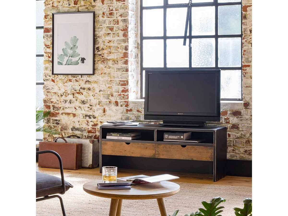 Petit meuble TV en bois massif Hollywood