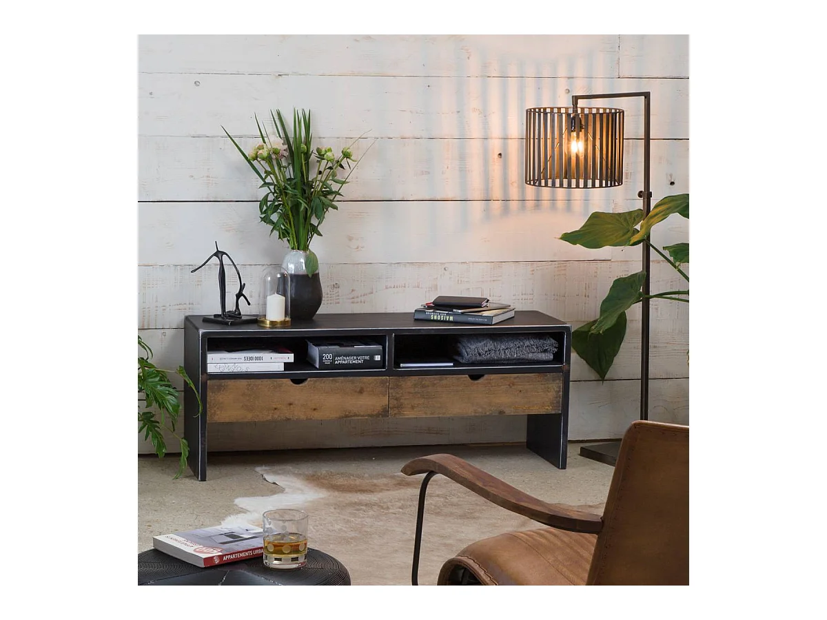 Petit meuble TV en bois massif Hollywood