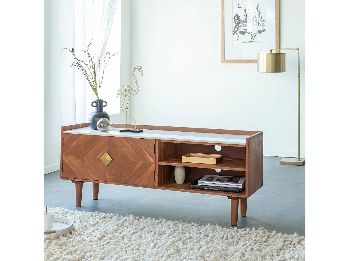 Meuble TV en bois d'acacia Naxos