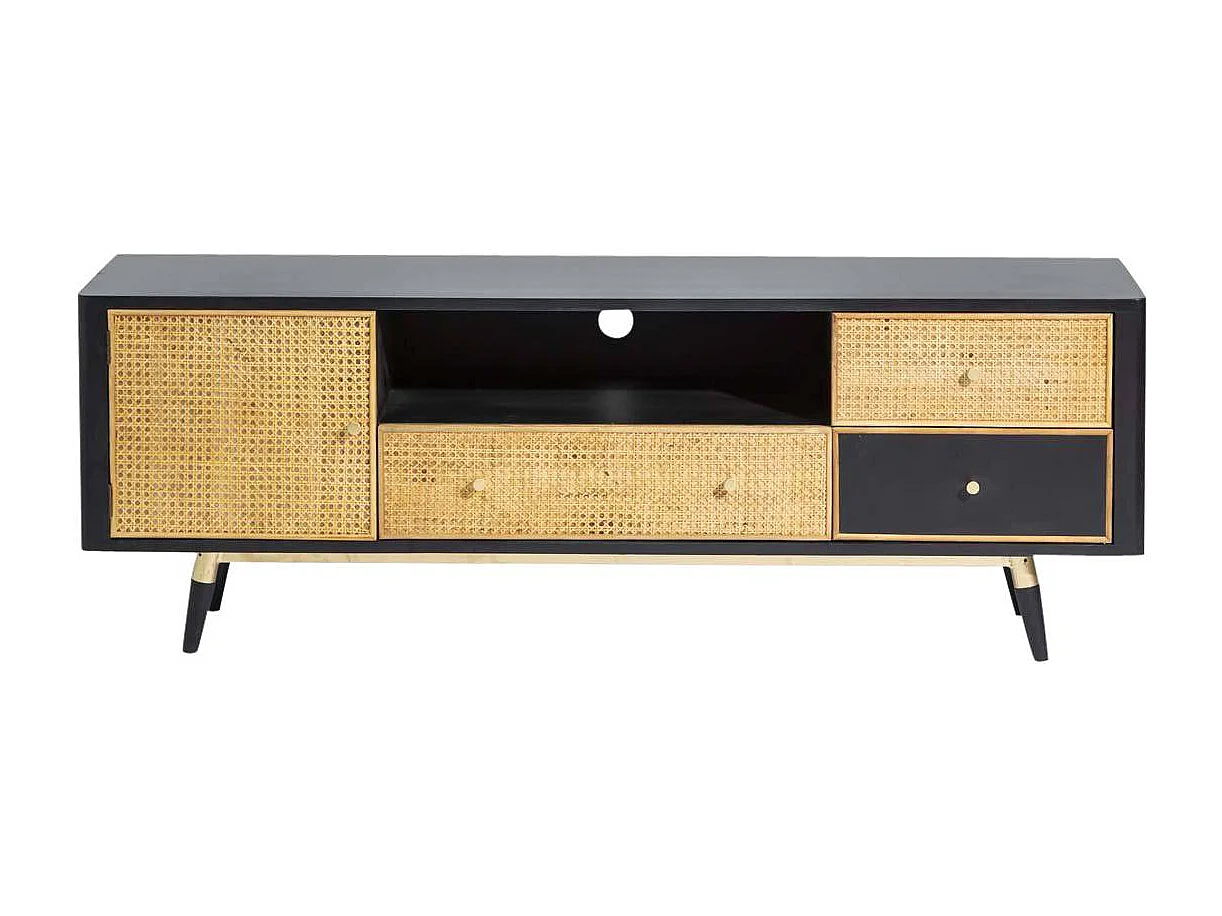 Meuble TV en cannage et métal Volterra