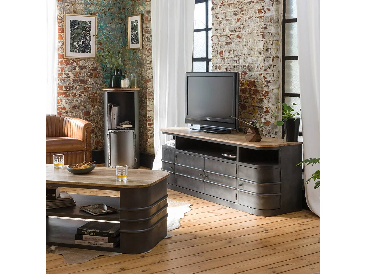 Meuble TV arrondi en métal Locker