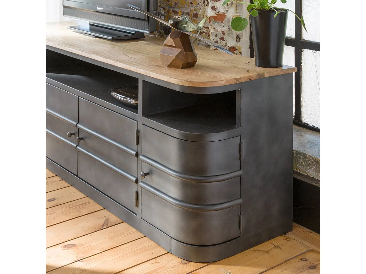Meuble TV arrondi en métal Locker