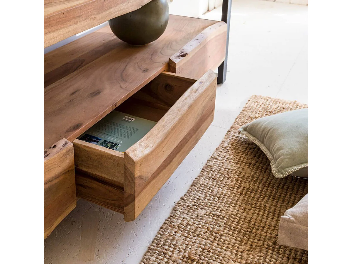 Meuble TV en bois d'acacia 3 tiroirs Tree