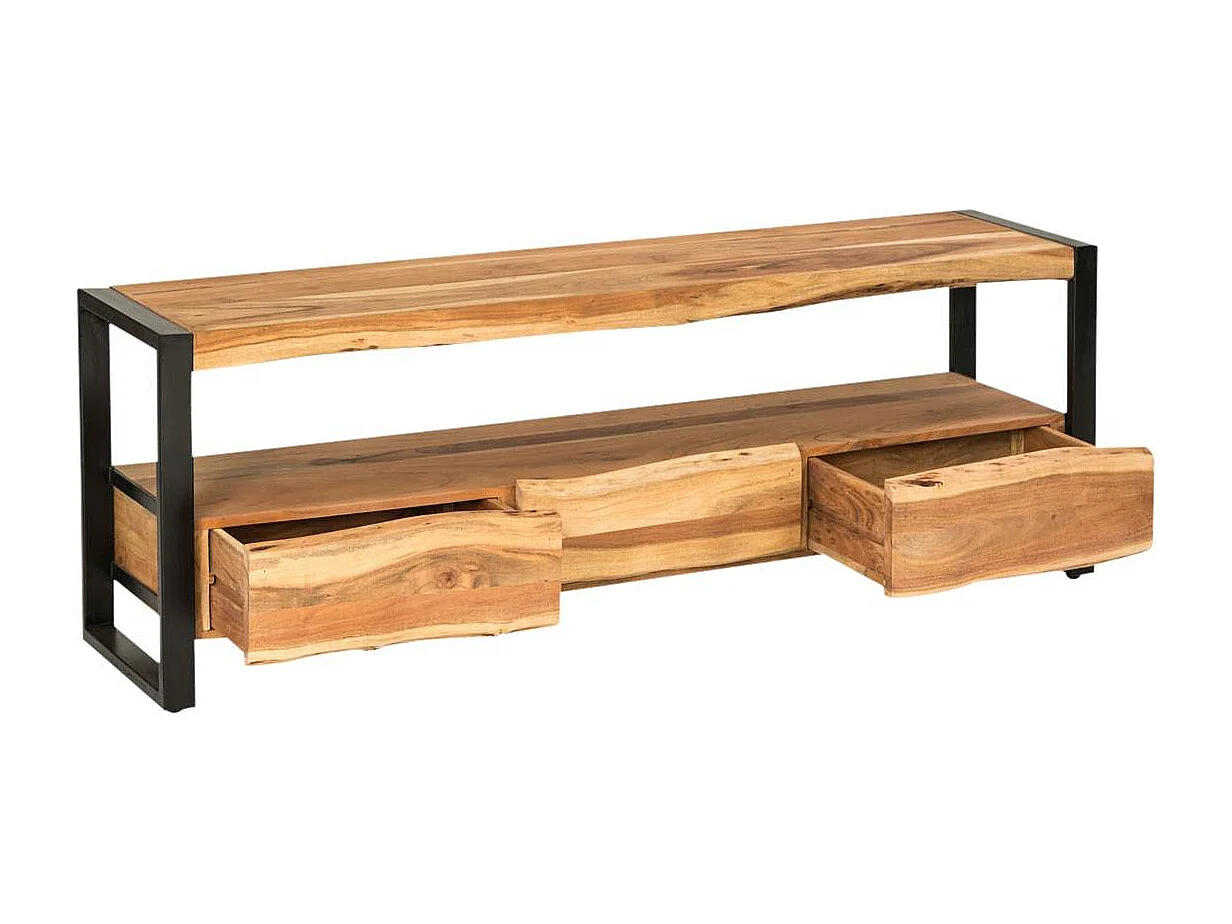 Meuble TV en bois d'acacia 3 tiroirs Tree