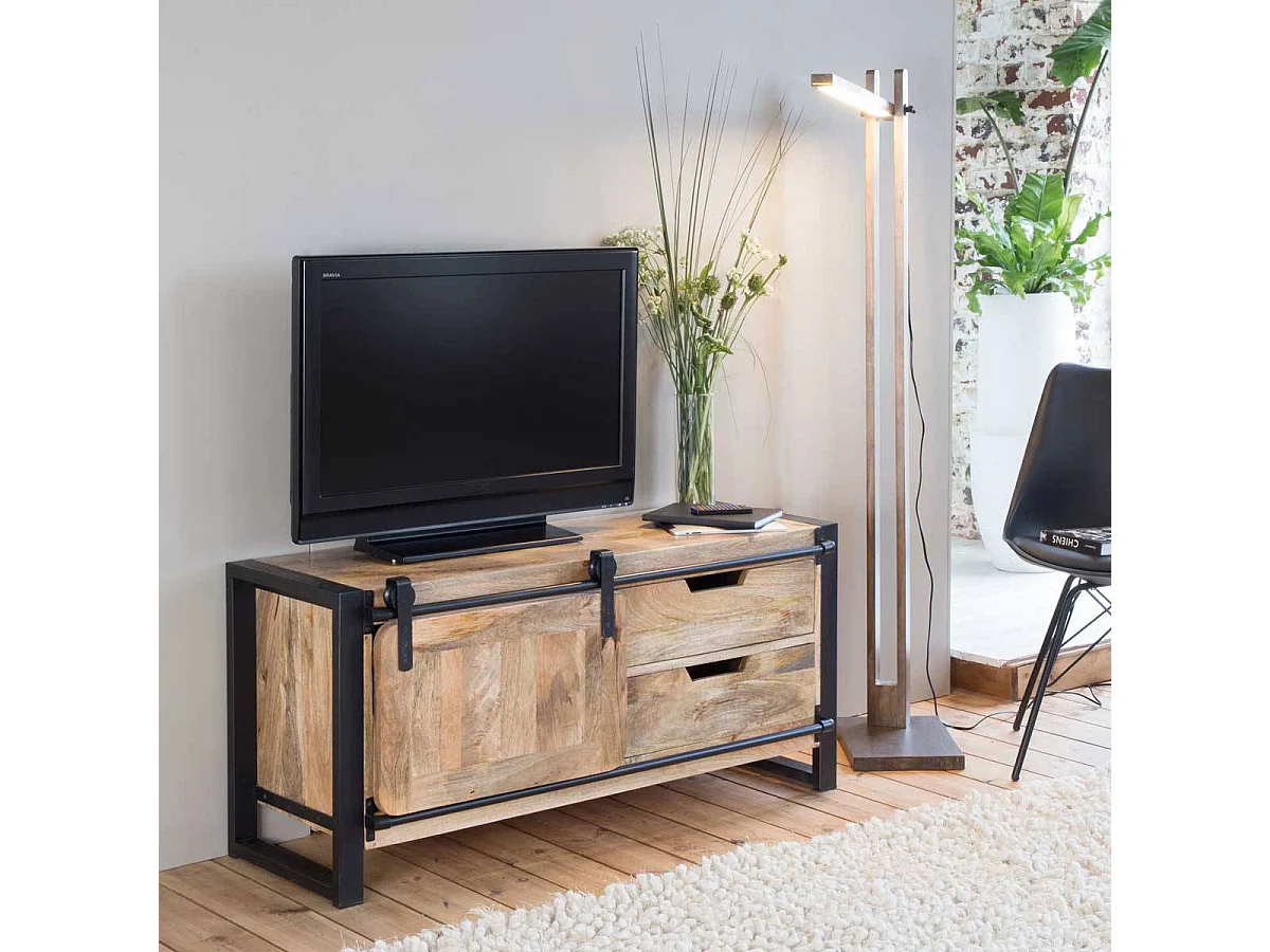 Meuble TV en bois de manguier 120 cm New-York