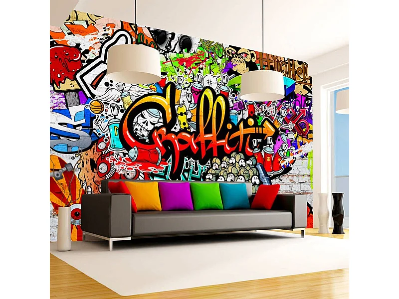 Papier peint graffitis colorés - 400 x 280 cm