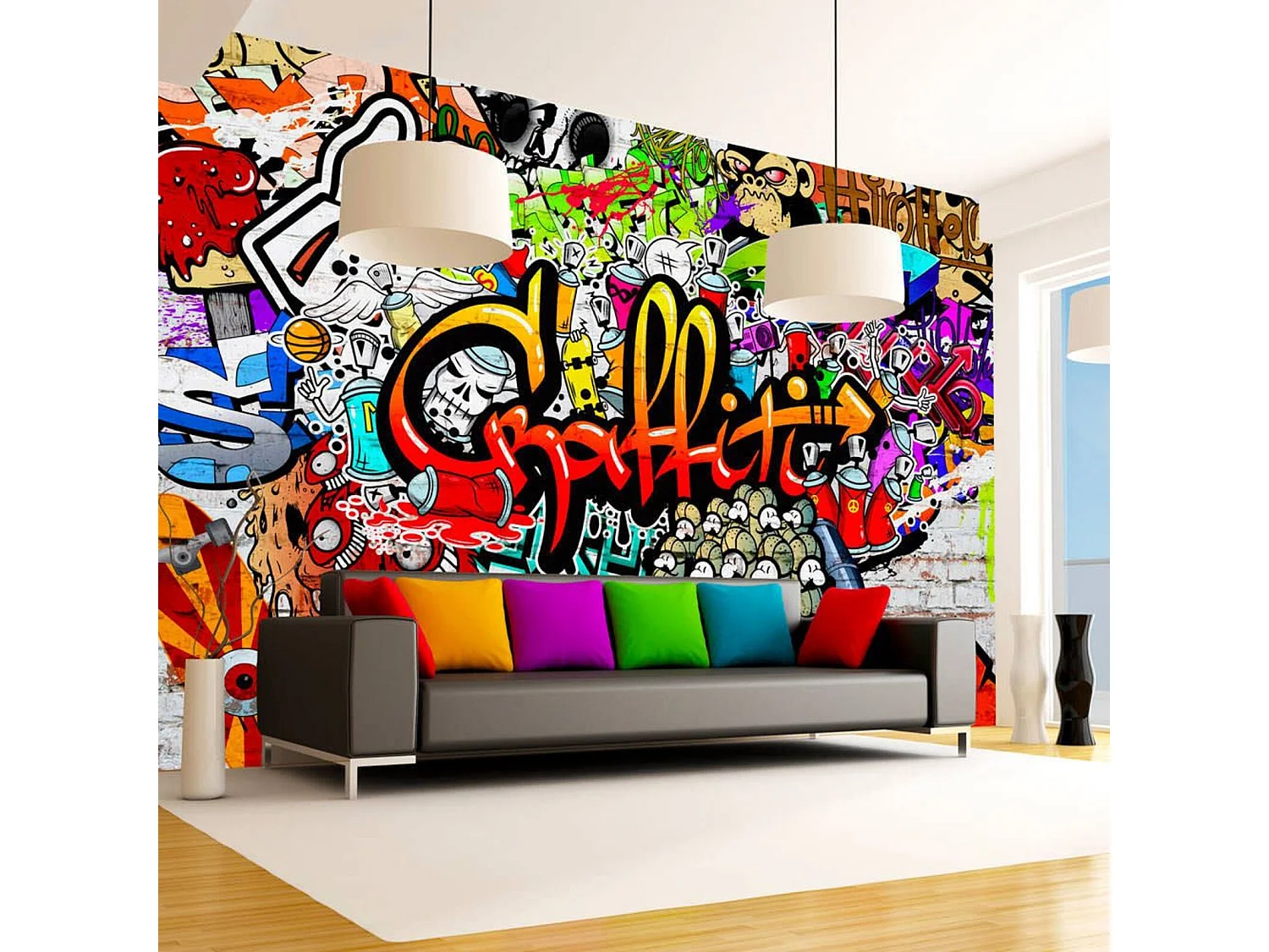 Papier peint graffitis colorés - 400 x 280 cm