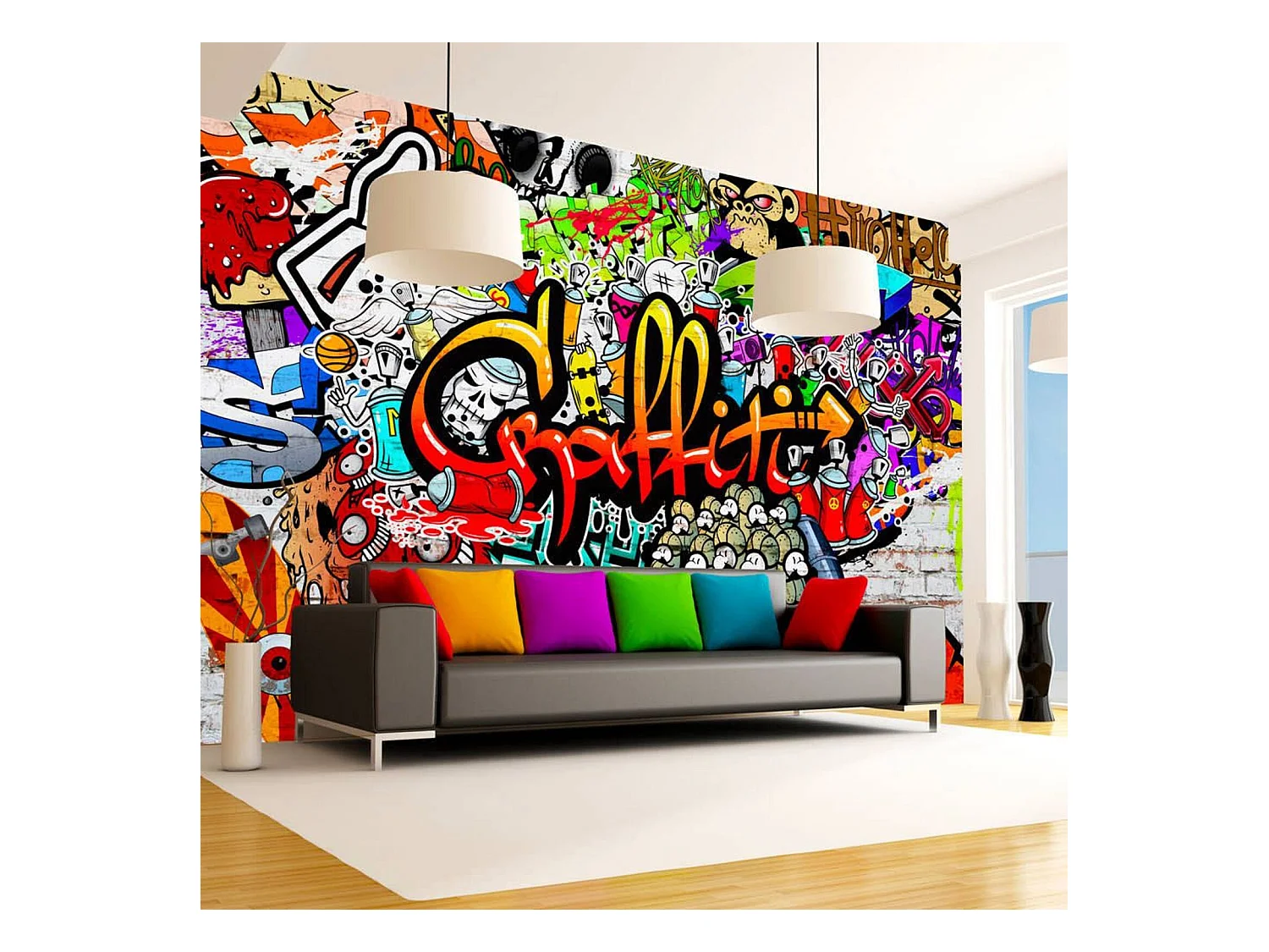 Papier peint graffitis colorés - 400 x 280 cm