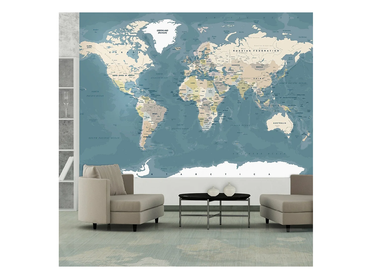 Papier peint carte du monde vintage - 300 x 210 cm