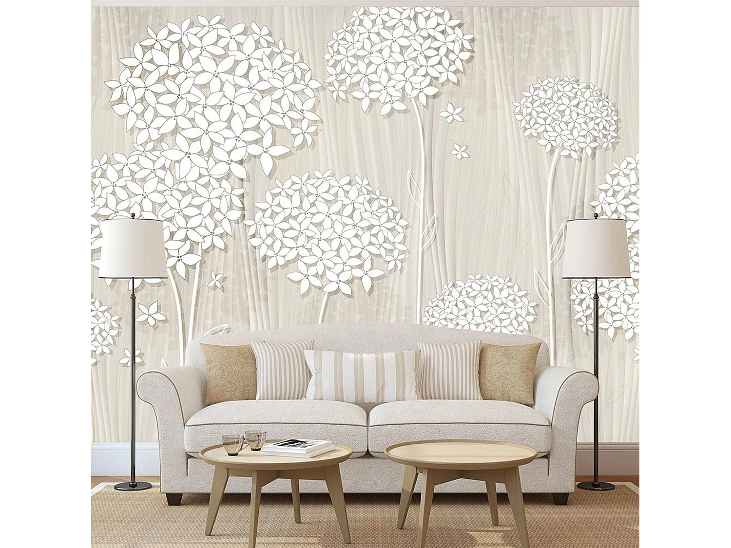 Papier peint délicatesse crémeuse - 350 x 245 cm