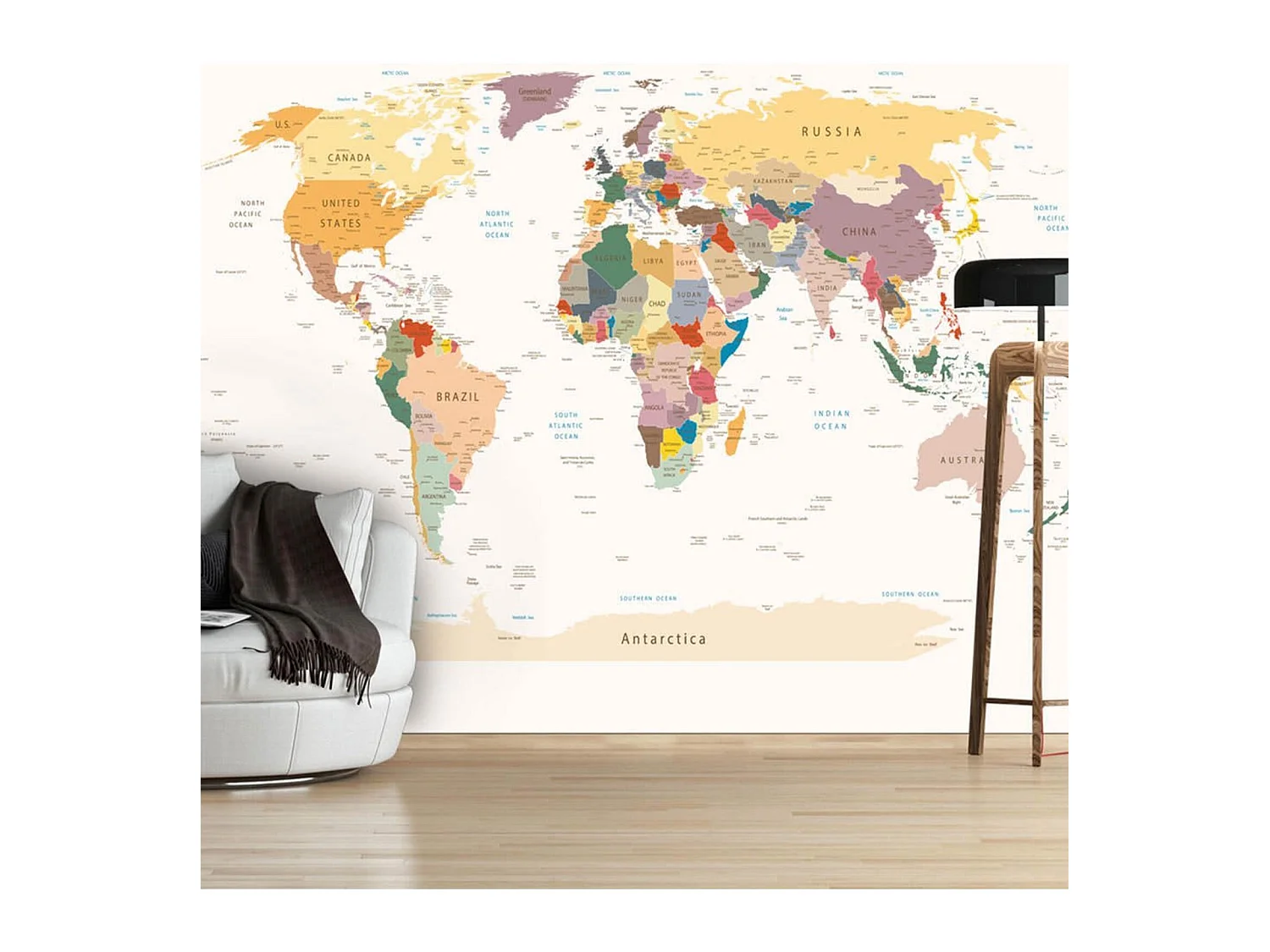 Papier peint carte du monde - 400 x 280 cm
