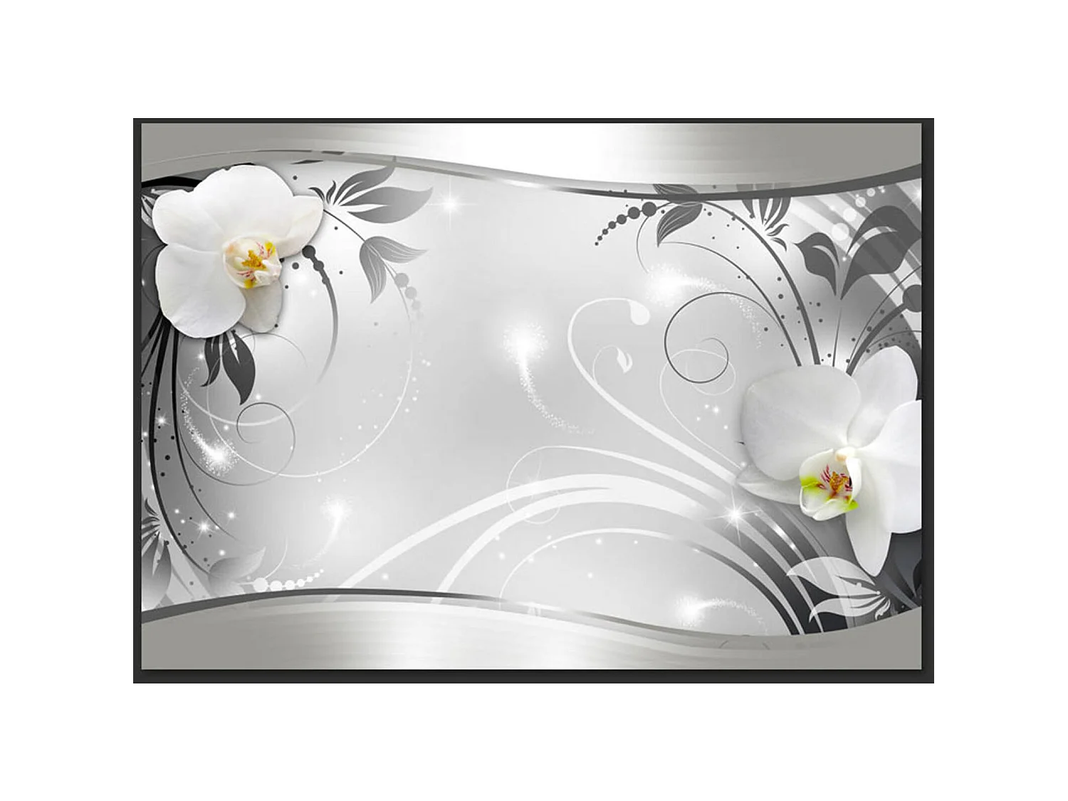 Papier peint abstraction en argent - 350 x 245 cm