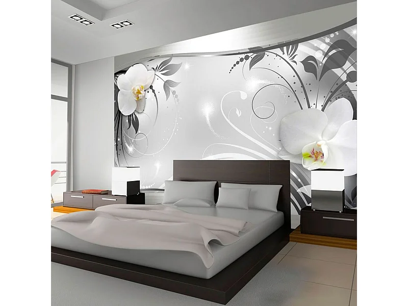 Papier peint abstraction en argent - 350 x 245 cm