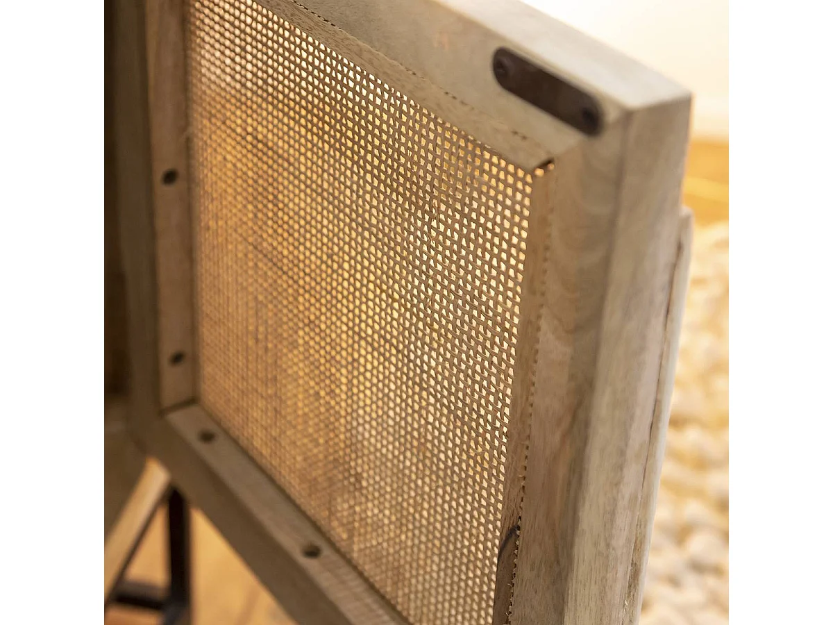 Meuble TV en bois de manguier et cannage Rim