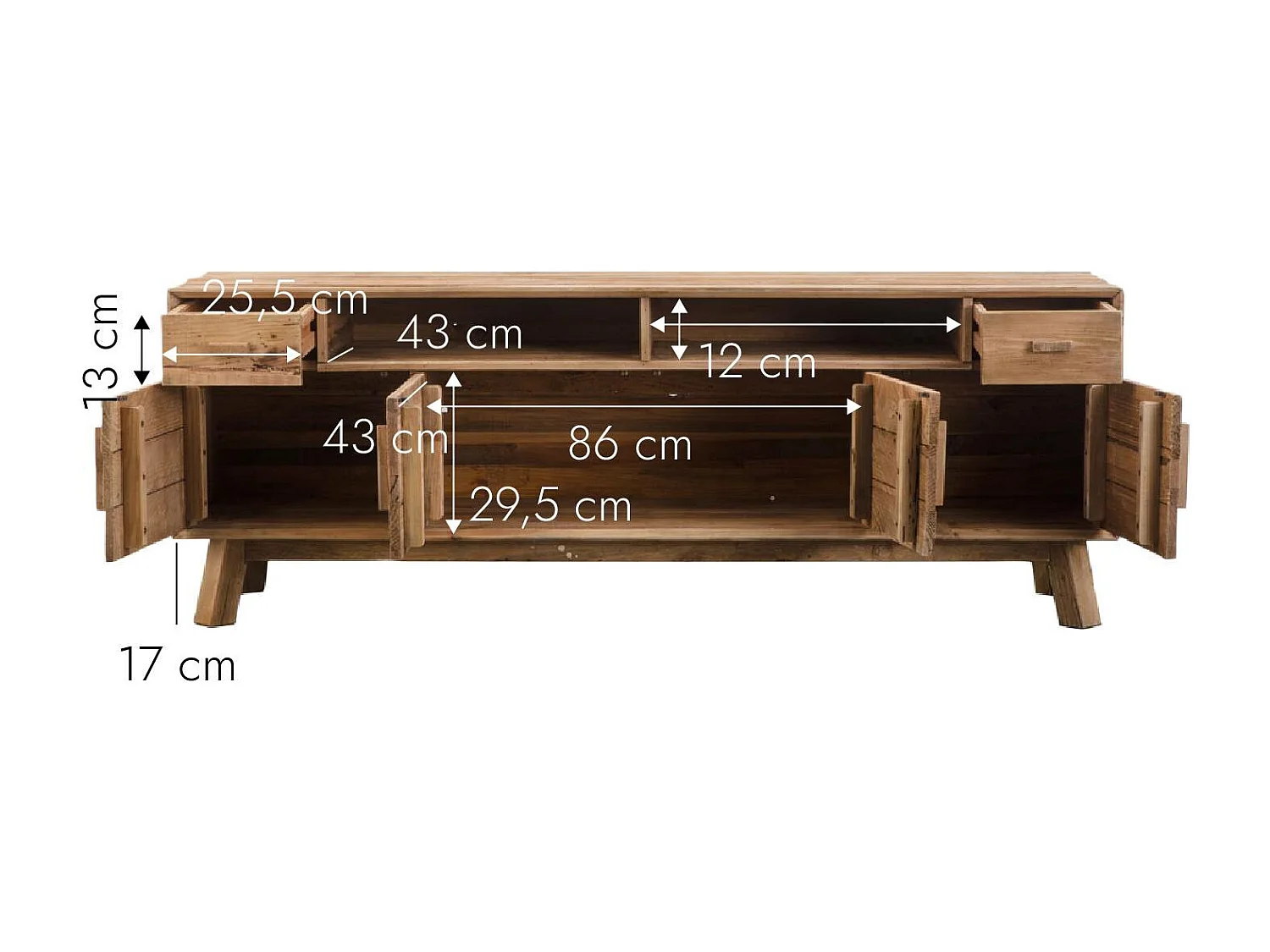 Meuble TV en bois recyclé 180 cm Blaise
