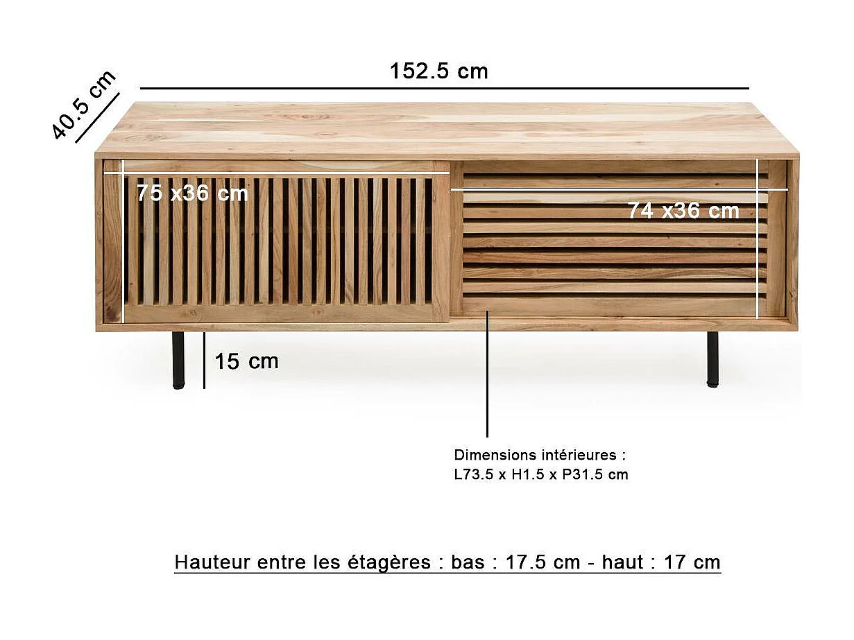 Meuble TV en bois d'acacia Salta