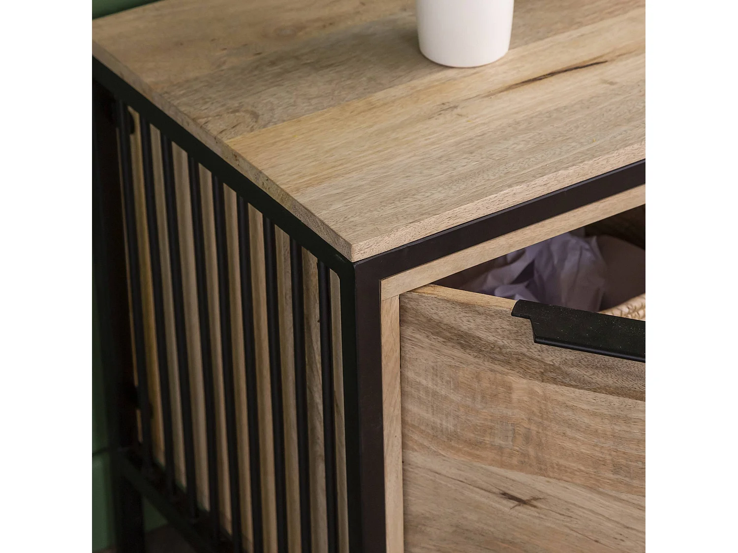 Meuble TV en bois de manguier et métal Héloïse