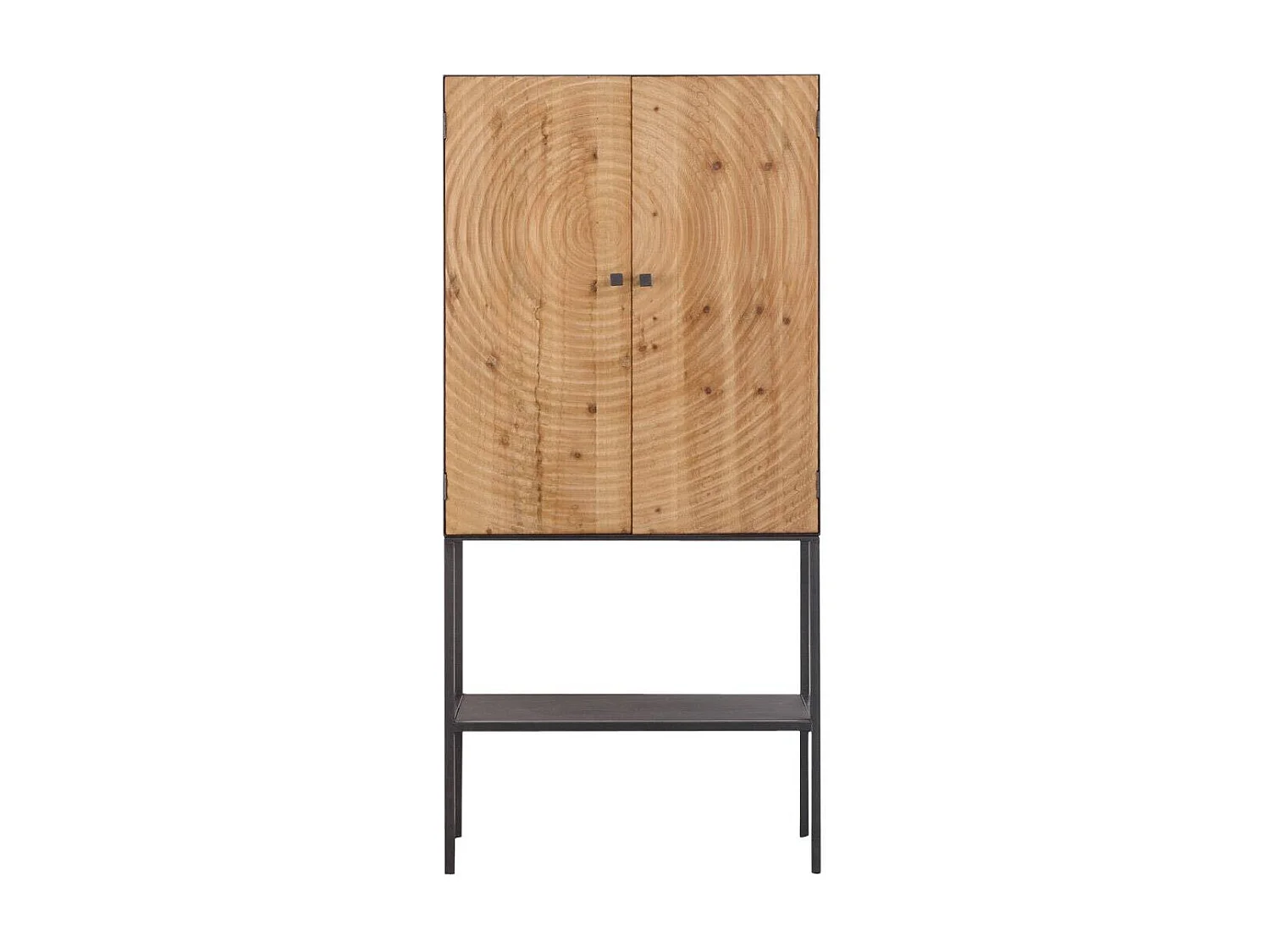 Buffet industrial de pino y metal Rondin con 2 puertas y estantes fijos