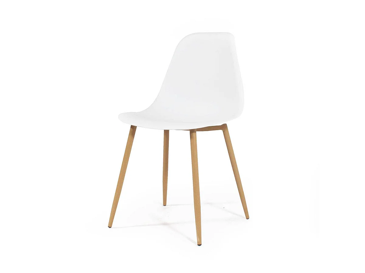 Chaise scandinave blanc pieds compas Marius (lot de 2)