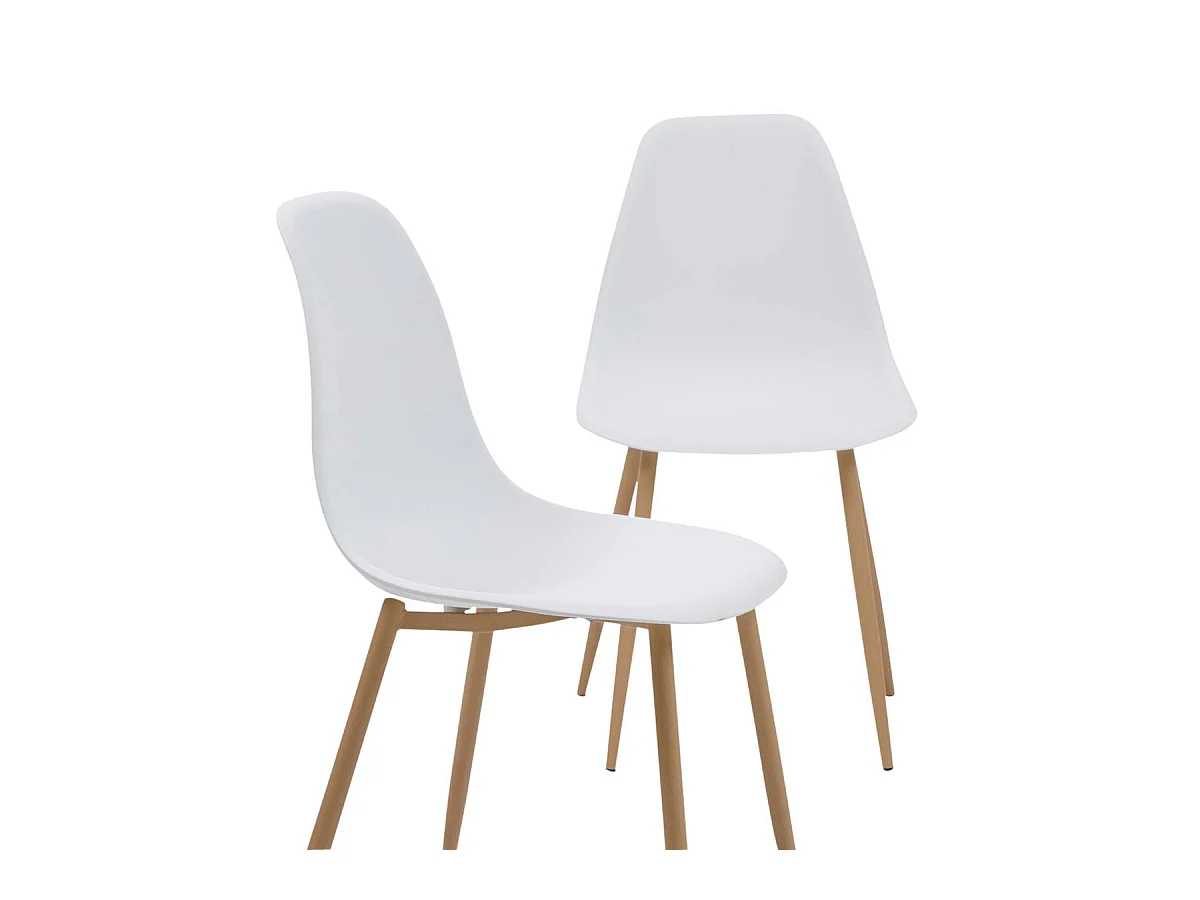 Juego de 2 sillas escandinavas blancas con patas de compás Marius - Diseño limpio y cómodo