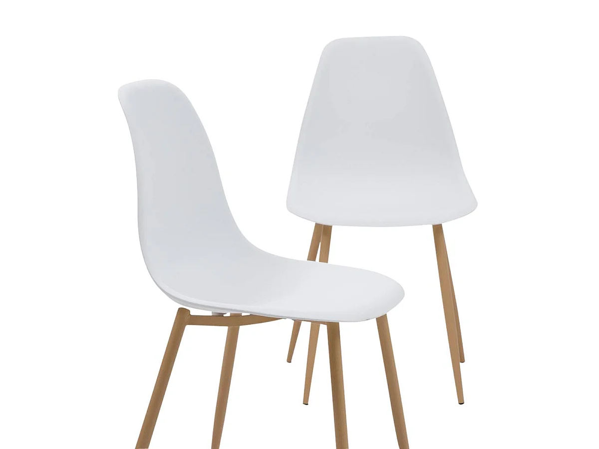 Chaise scandinave blanc pieds compas Marius (lot de 2)