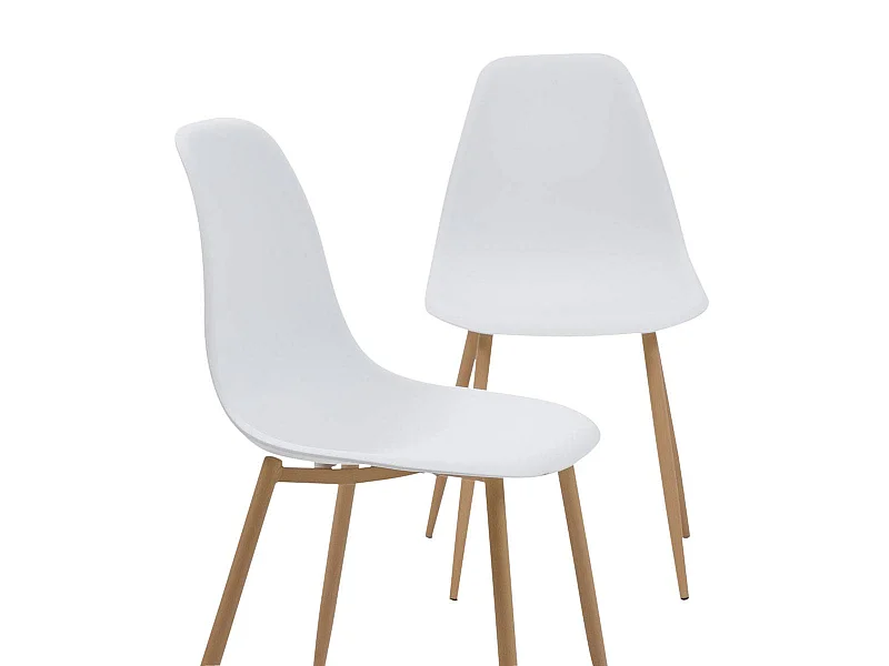 Chaise scandinave blanc pieds compas Marius (lot de 2)