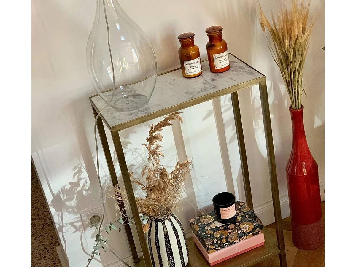 Console en métal et marbre Pomme