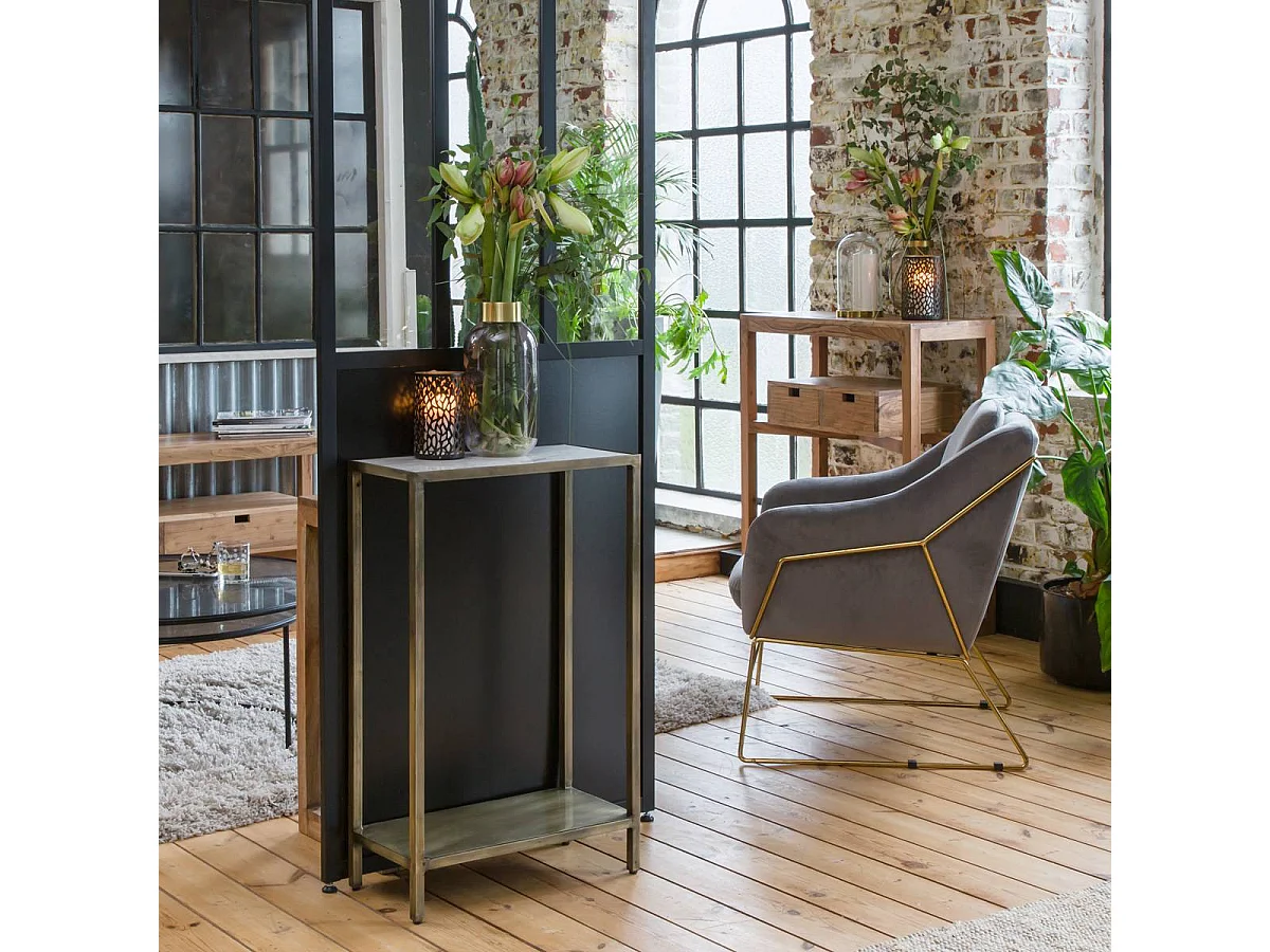 Console en métal et marbre Pomme