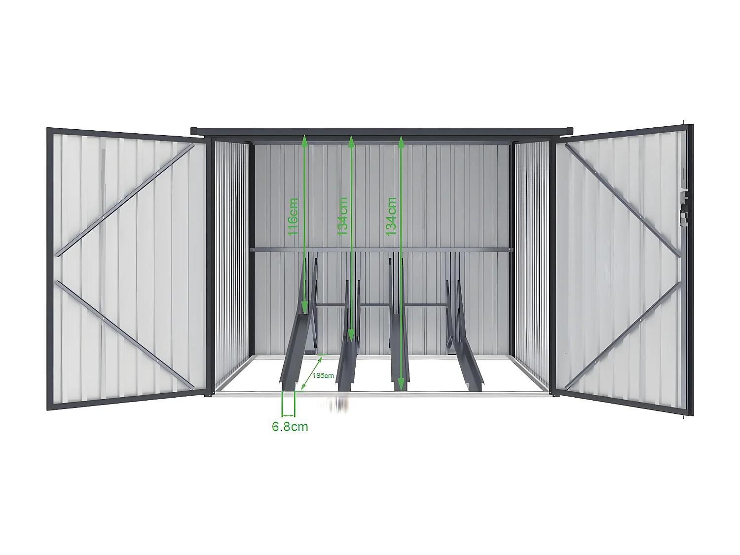 Abrigo para bicicletas metal aço galvanizado cinza antracite 4 m² para 4 bicicletas - NIKI