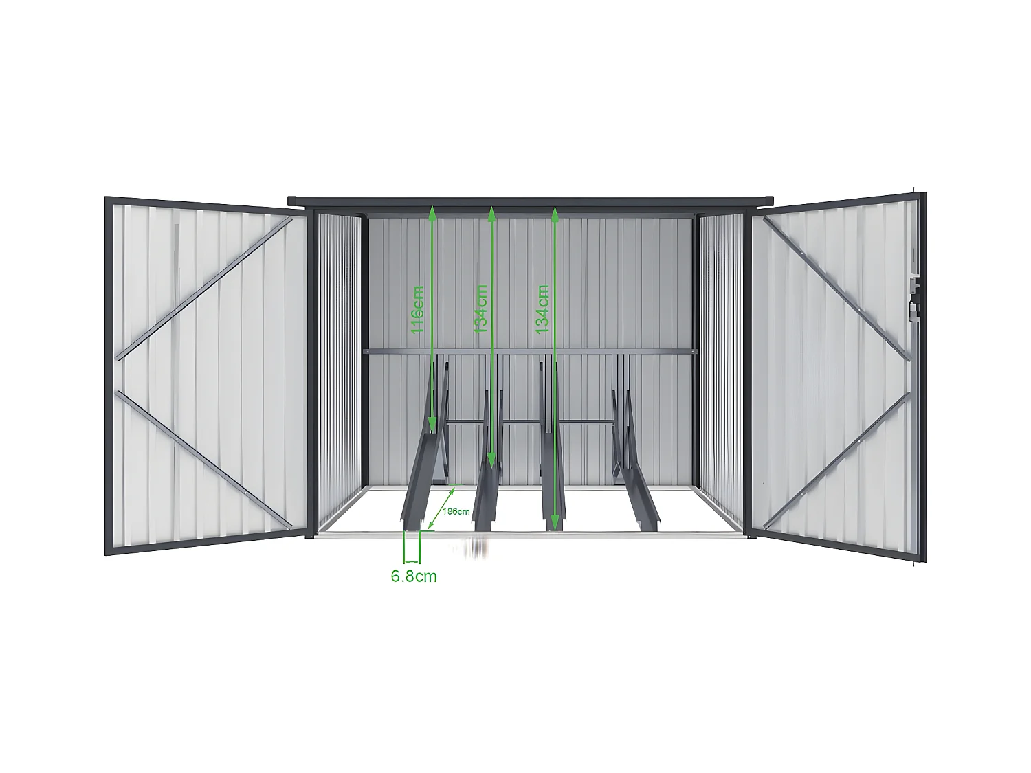 Abri à vélo métal en acier galvanisé gris anthracite 4 m² pour 4 vélos - NIKI