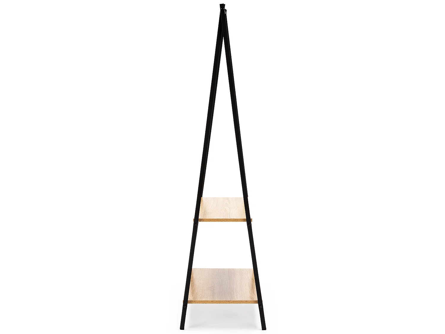 Perchero Carla 2 estantes 1 barra, color roble/negro, 150 cm altura