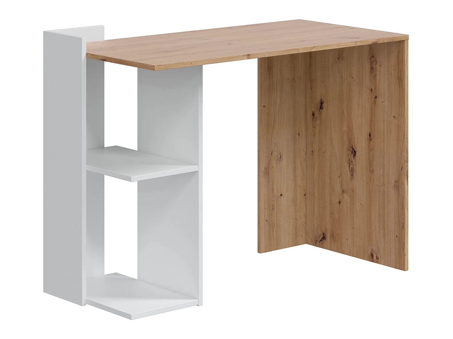 Bureau Llanes 2 niches bois/blanc, 100 cm