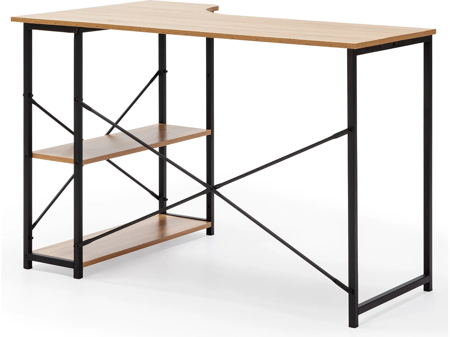 Scrivania Juani 2 ripiano nera, 120 cm (larghezza)