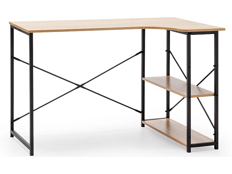 Mesa de escritorio Juani 2 estantes negro, estilo industrial, 120 cm