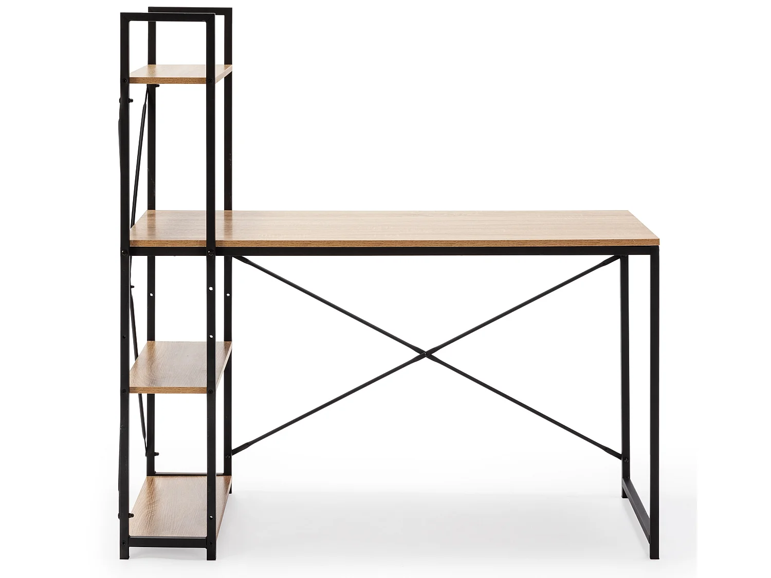 Bureau Lidia met 3 zwarte planken, industriële stijl, 120 cm.