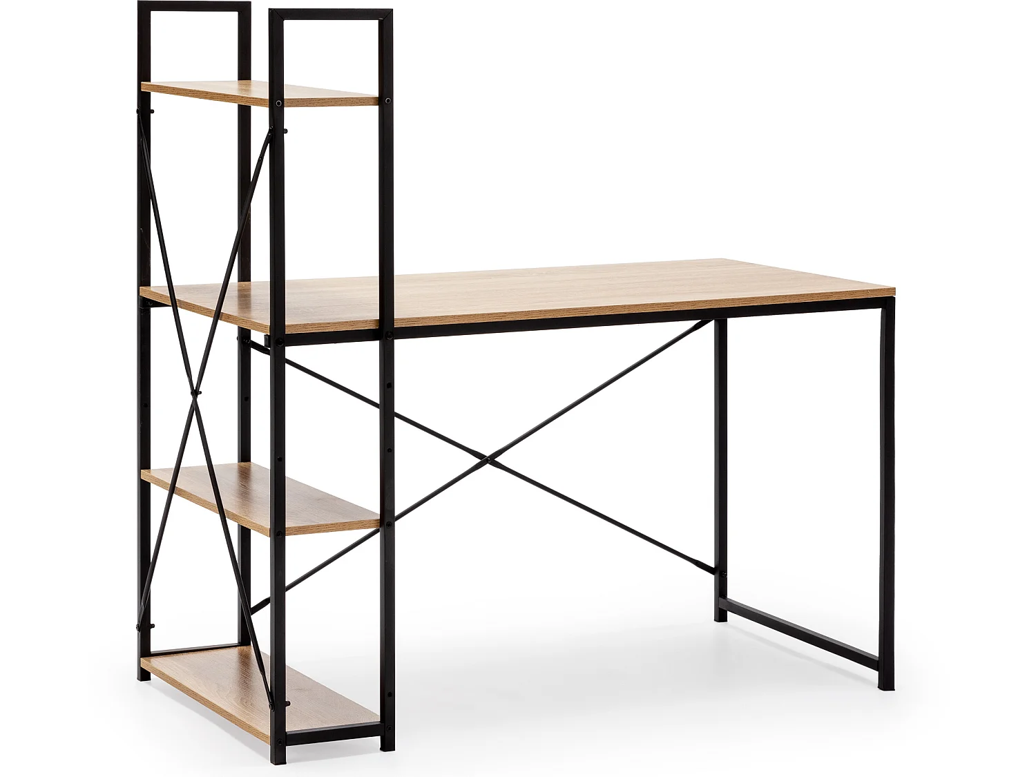 Bureau Lidia met 3 zwarte planken, industriële stijl, 120 cm.