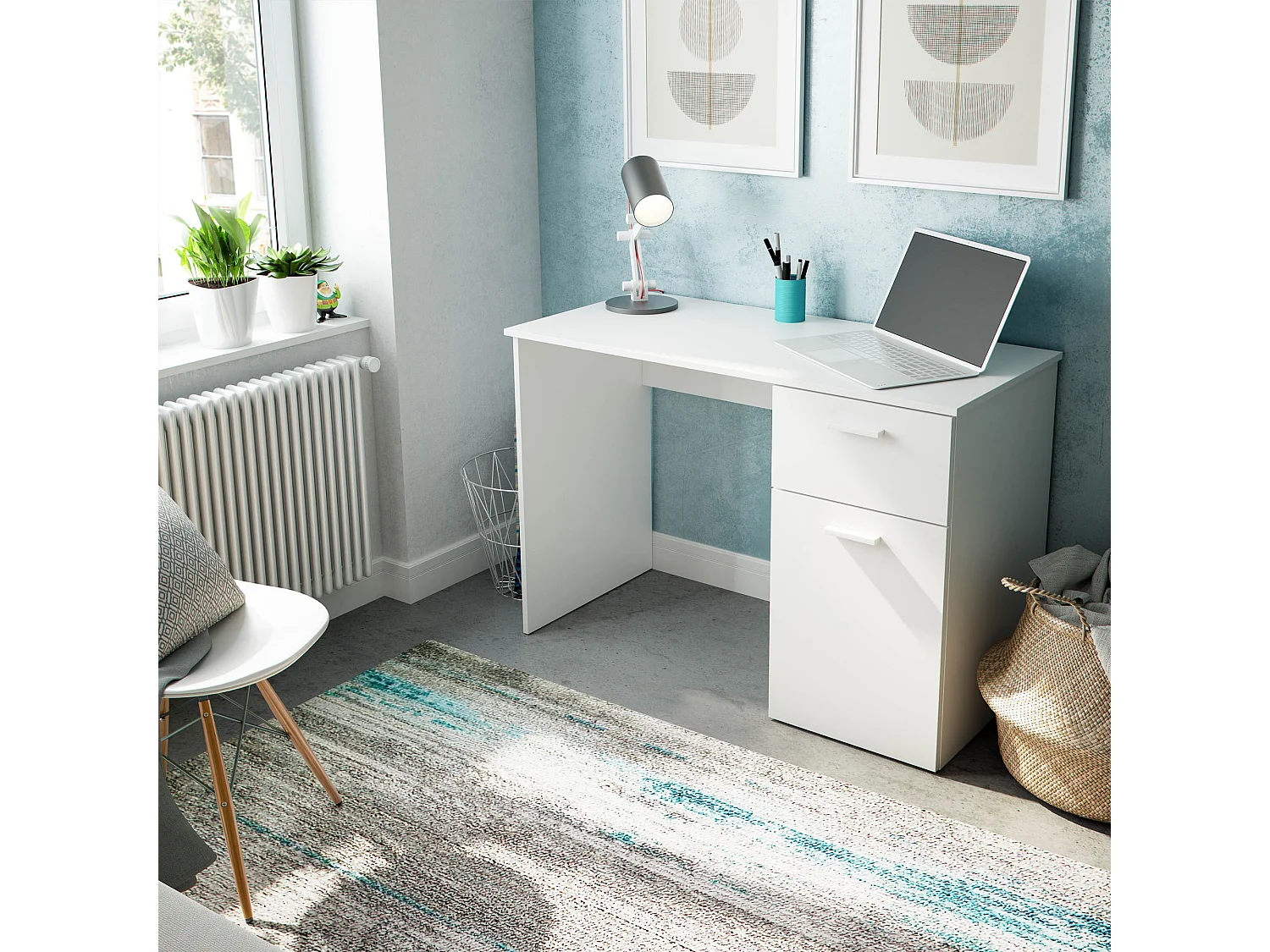 Bureau Huelva 1 deur 1 lade wit, 108 cm