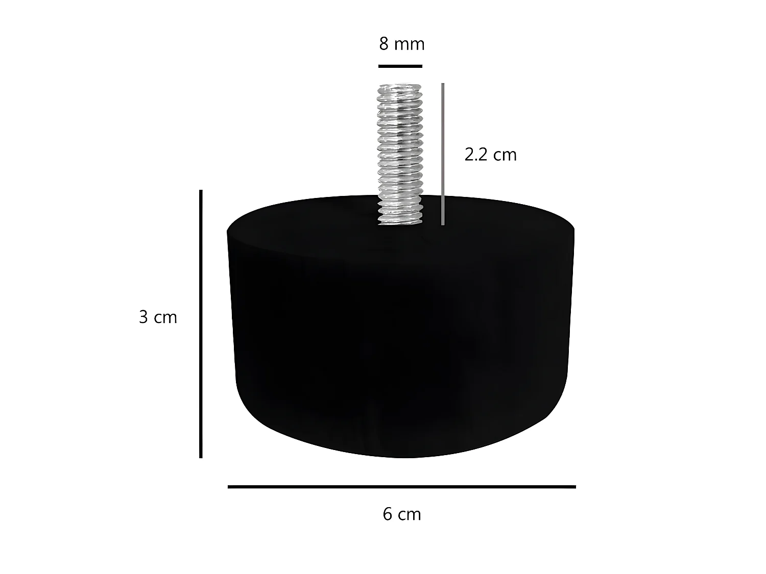 Lot de 4 pieds de meuble noir 3x6 rond bois de hêtre - PIEDS DE LIT