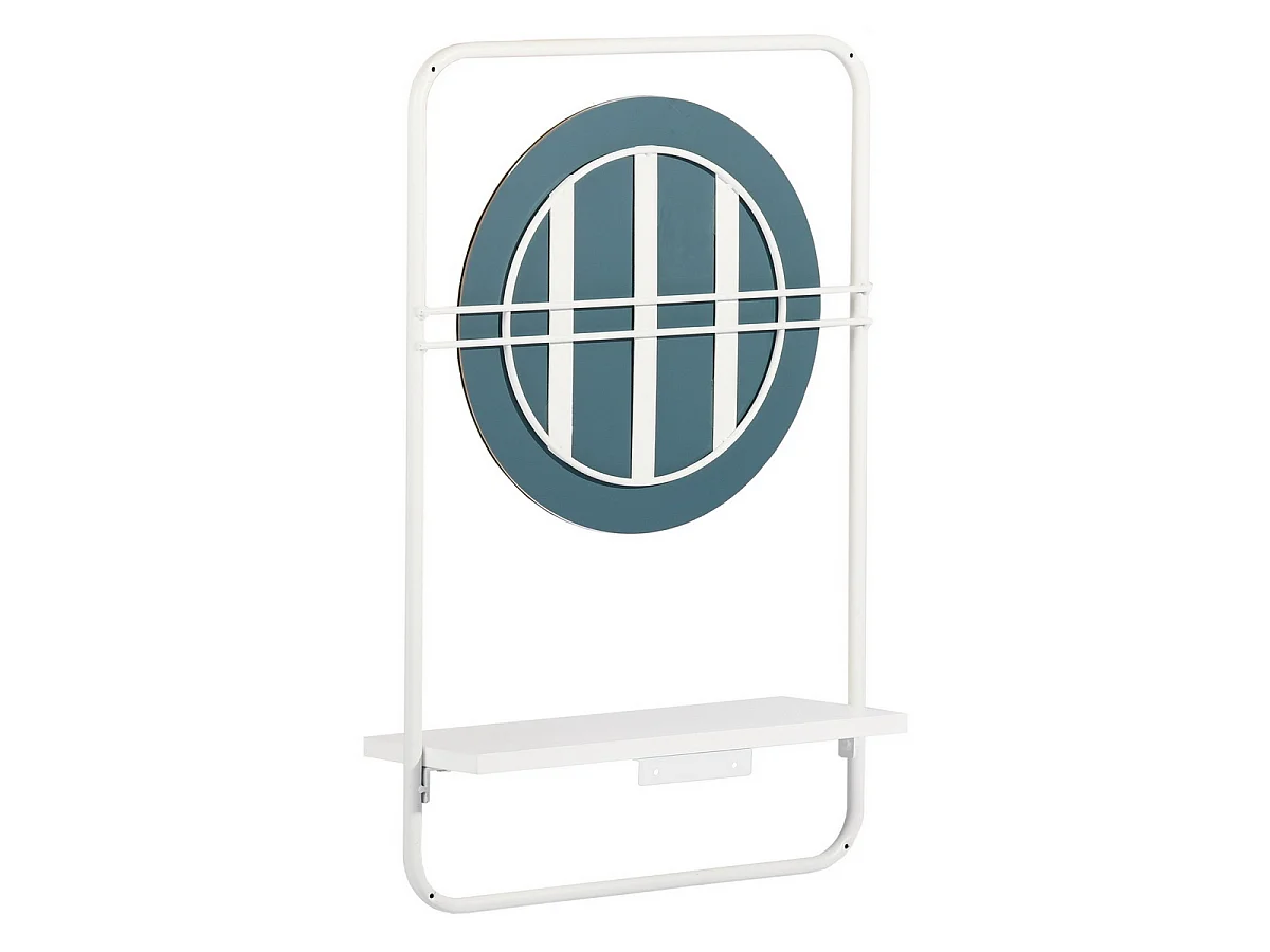 Miroir mural blanc rond et moderne avec étagère HAGAN WHITE