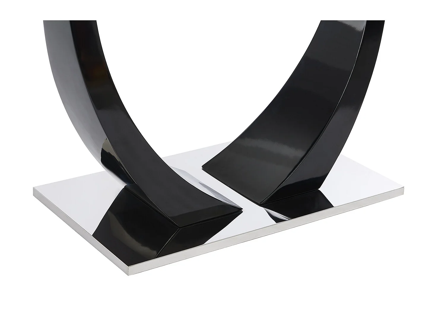 Table à manger 8 personnes en verre trempé, MDF et acier inoxydable - Noir - MEZZO II