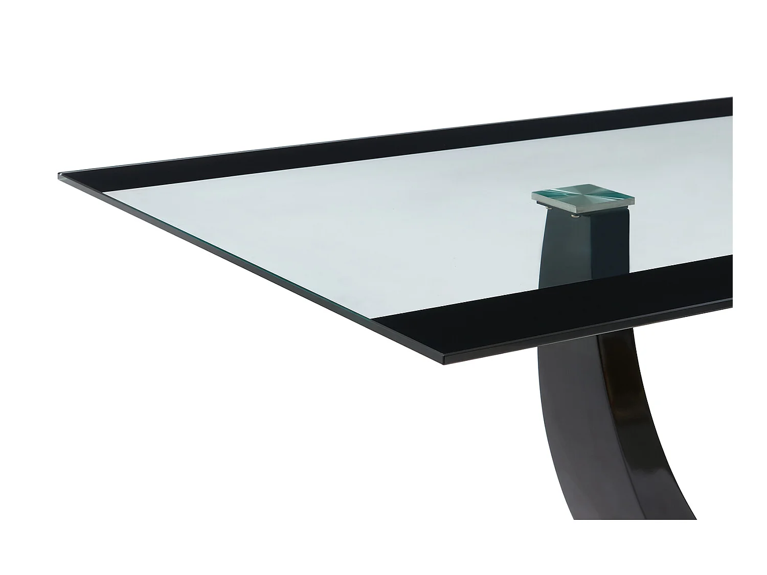 Table à manger 8 personnes en verre trempé, MDF et acier inoxydable - Noir - MEZZO II