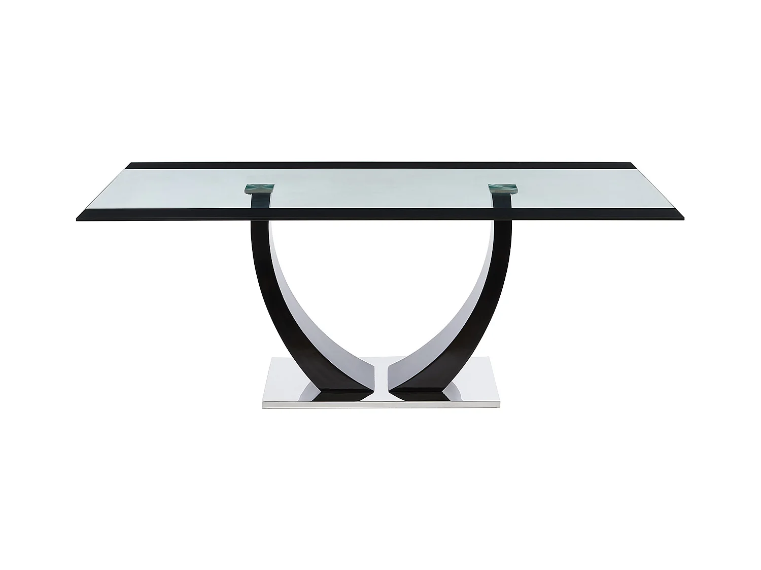 Table à manger 8 personnes en verre trempé, MDF et acier inoxydable - Noir - MEZZO II